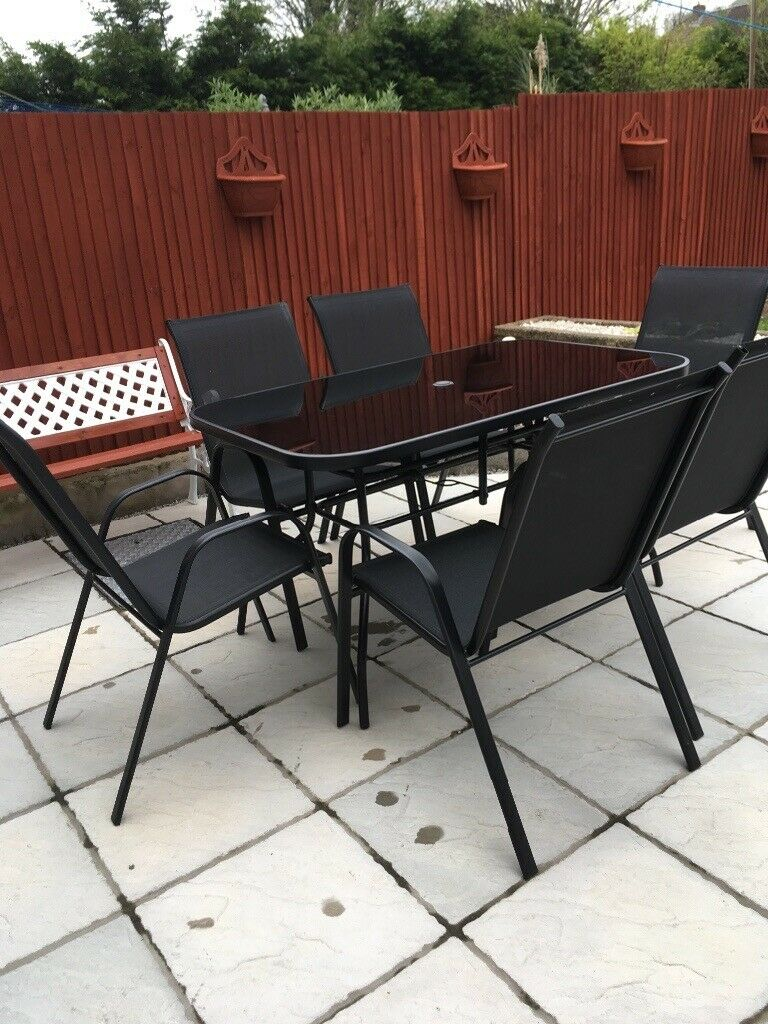 Argos Garden Furniture Set 6 Chairs Black Table Excellent Condition In Ely Cardiff Gumtree inside dimensions 768 X 1024