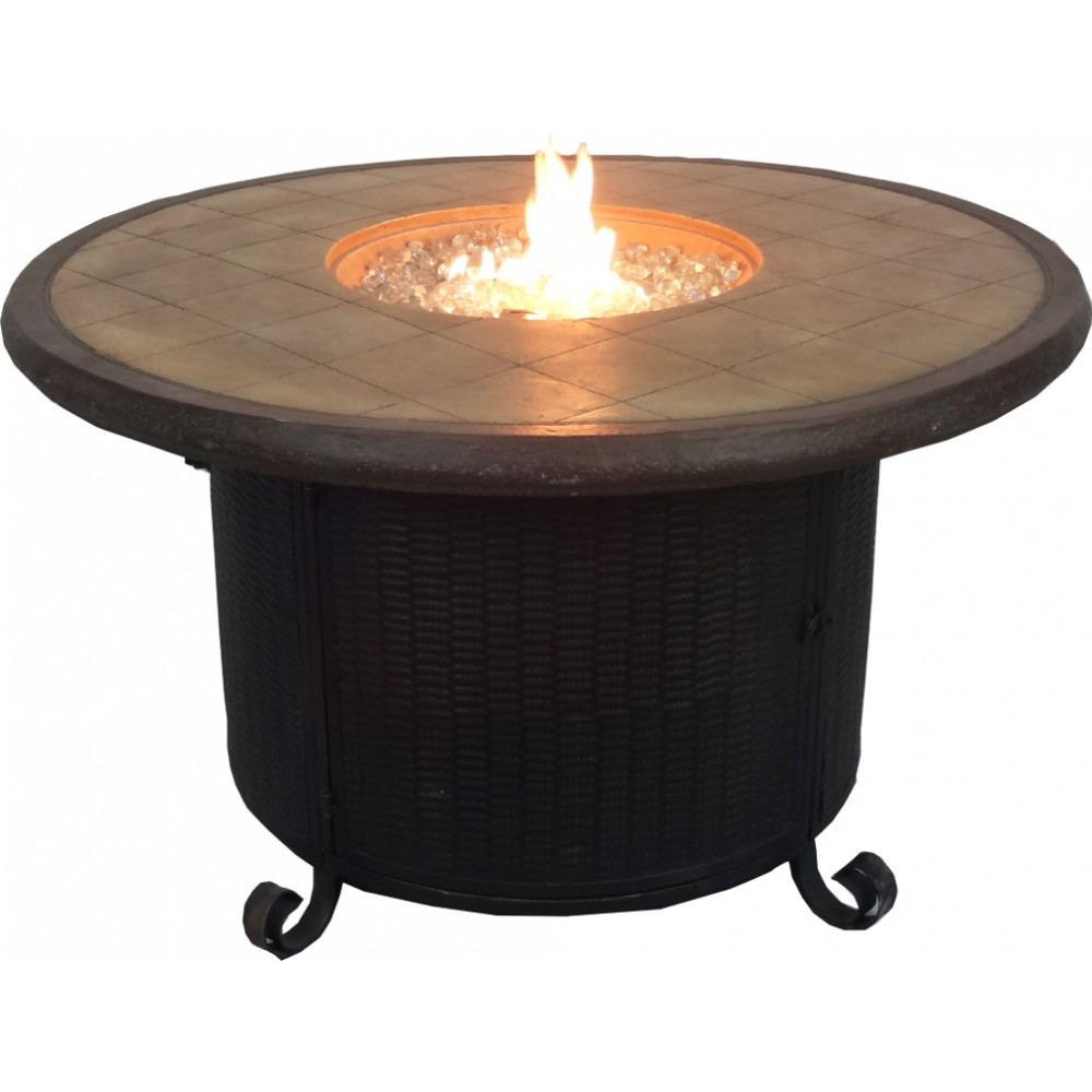 Az Patio Heaters 40000 Btu Propane Round Fire Pit With Lid Faux Stone Wicker in dimensions 1000 X 1000