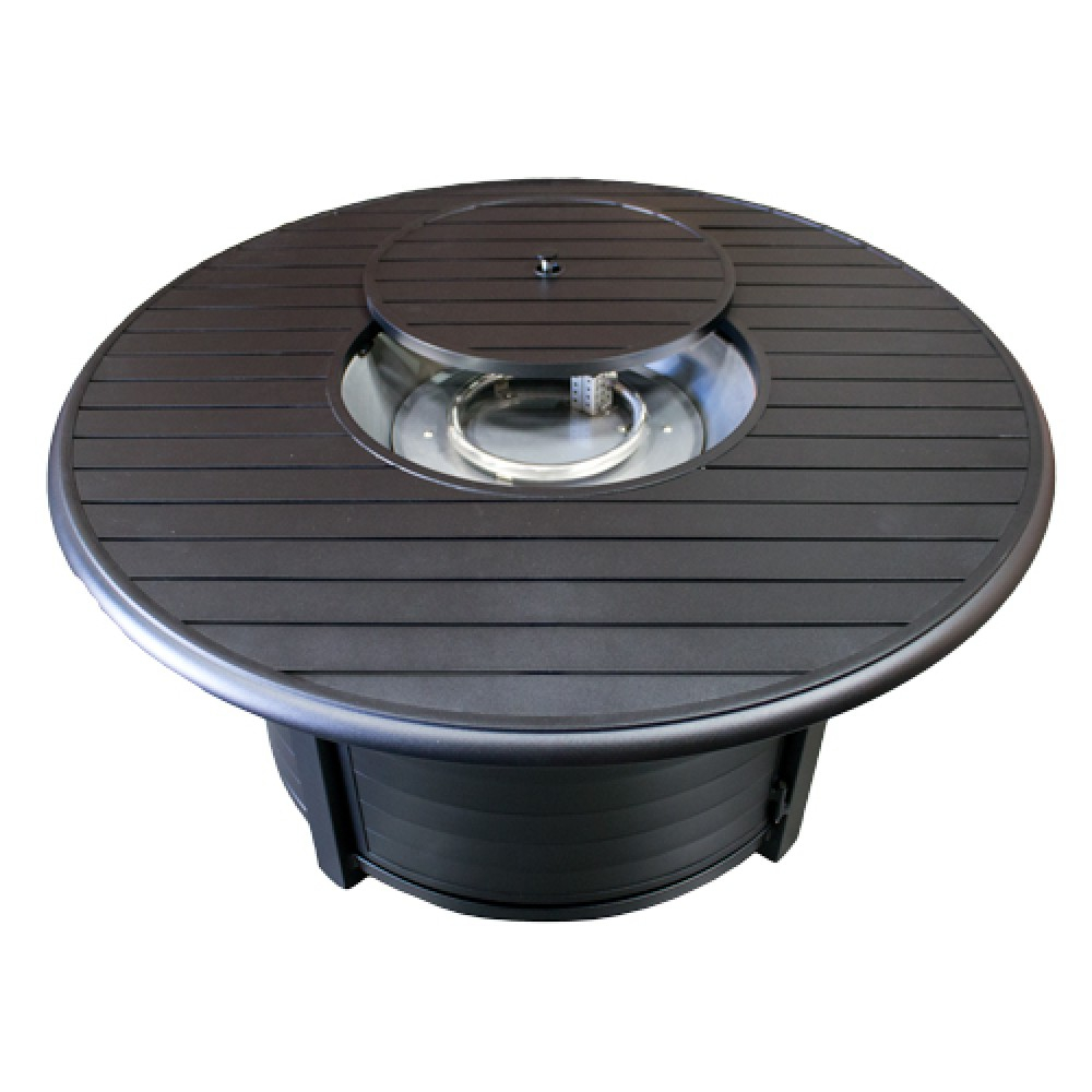 Az Patio Heaters 42000 Btu Propane Round Fire Pit With Lid Slatted Cast Aluminum throughout measurements 1000 X 1000