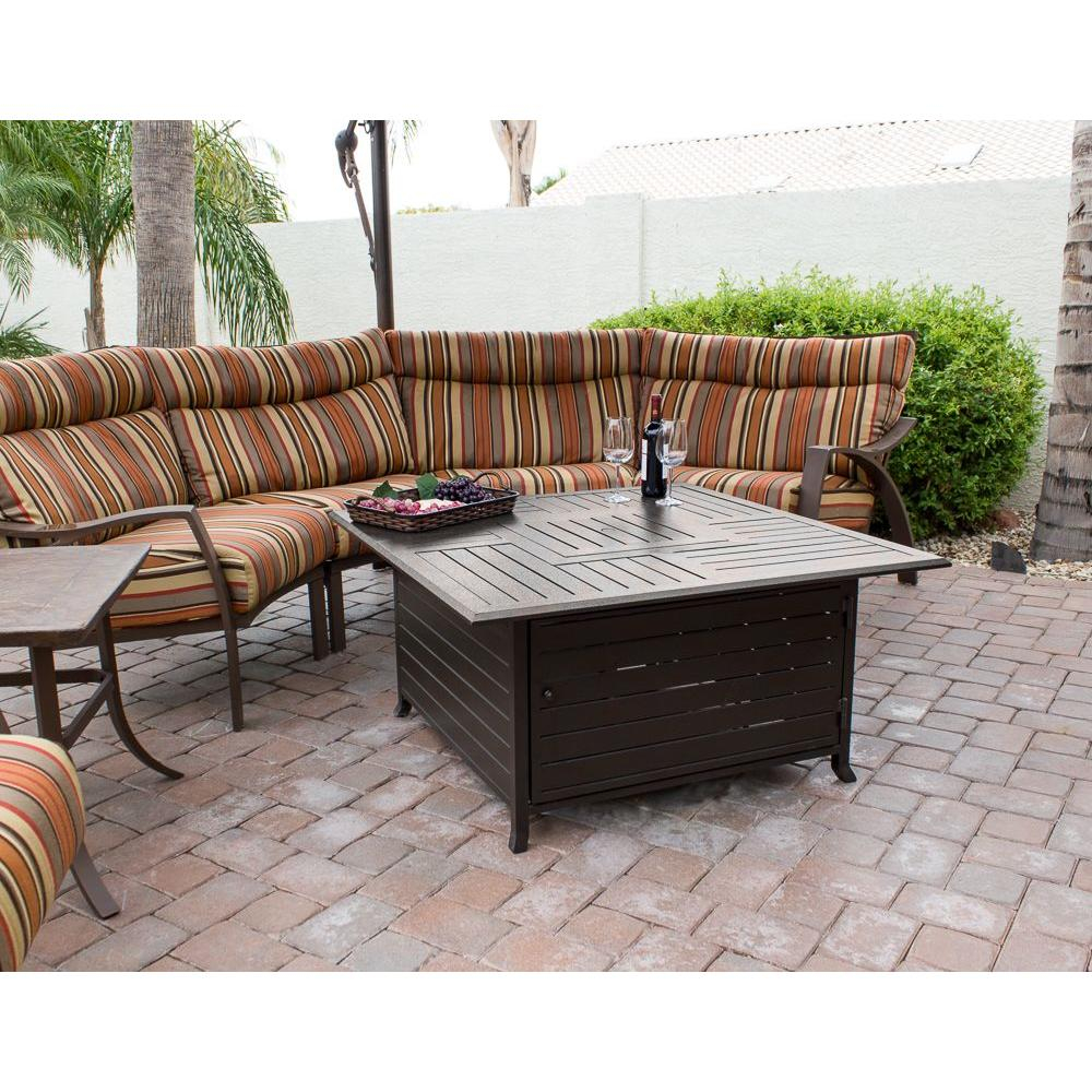 Az Patio Heaters 45 In Square Slatted Aluminum Firepit In Bronze throughout proportions 1000 X 1000