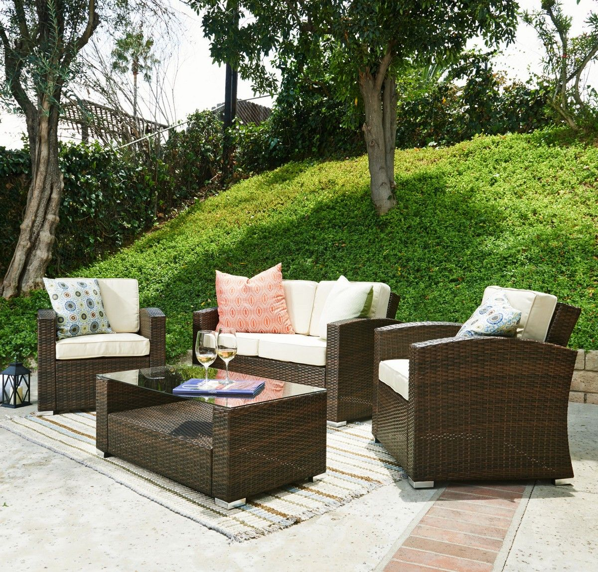 Bahia 4 Pieces Outdoor Wicker Coversation Set The 4 Piece throughout dimensions 1200 X 1149