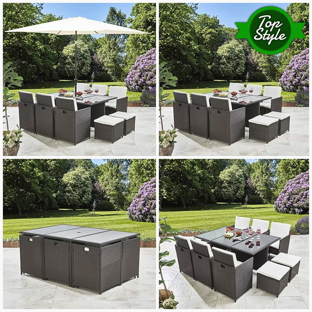 Bella Life 11 Piece10 Seater Pe Rattan Cube Table Chair for dimensions 1080 X 1080