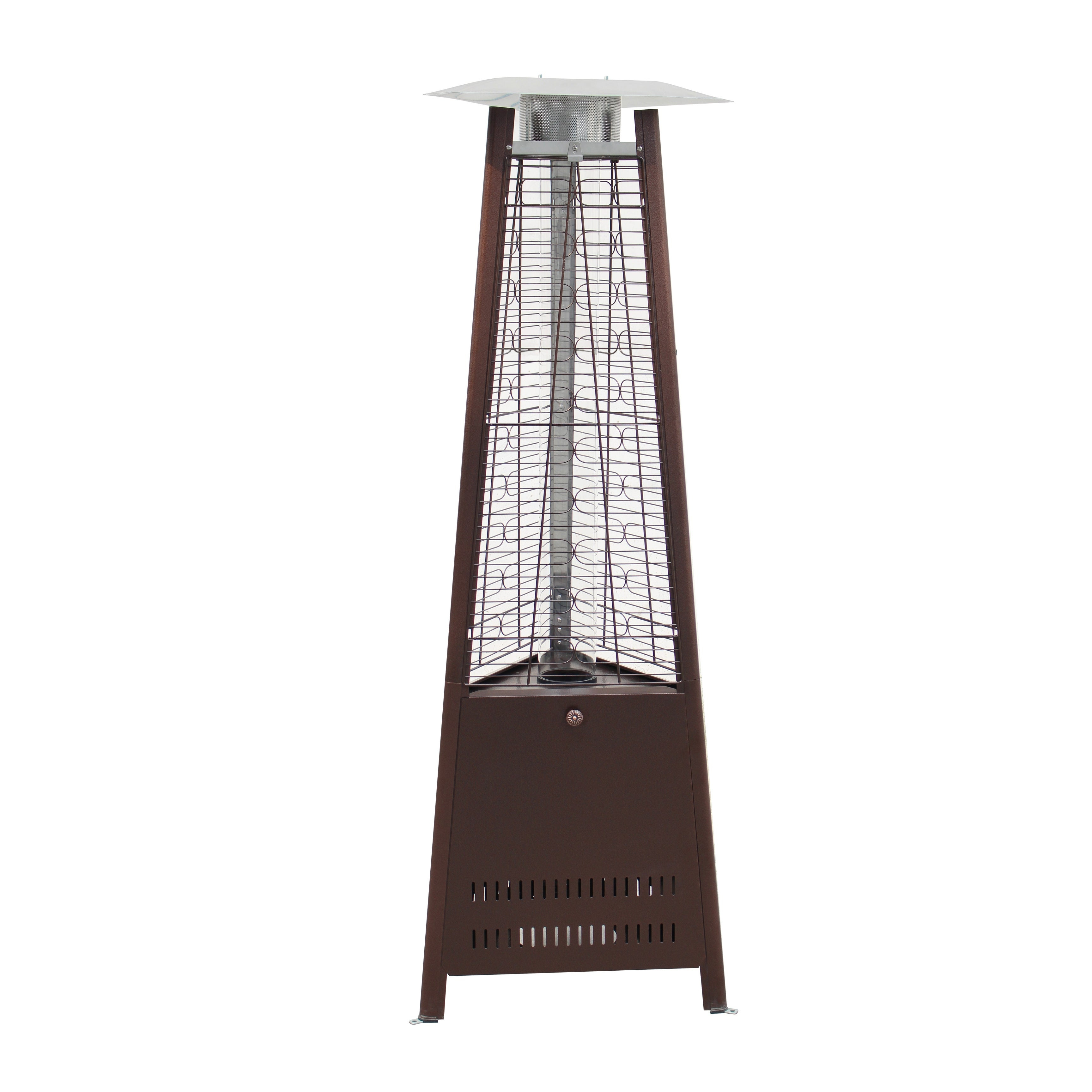 Belleze 42000 Btu Outdoor Pyramid Propane Medium Glass Tube Dancing Flames Patio Heater Hammered Bronze within sizing 3456 X 3456