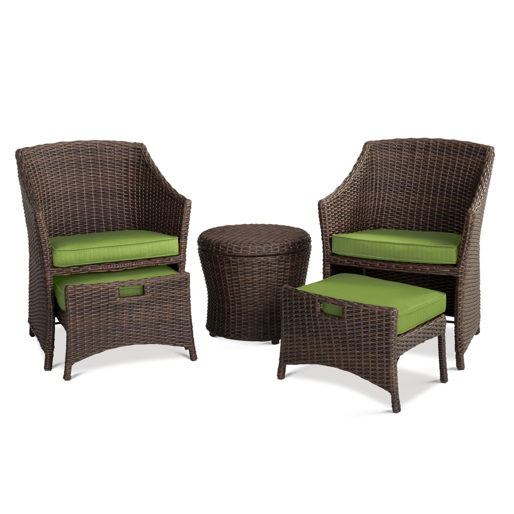 Belvedere 5pc Wicker Patio Seating Set Green Threshold for measurements 1000 X 1000