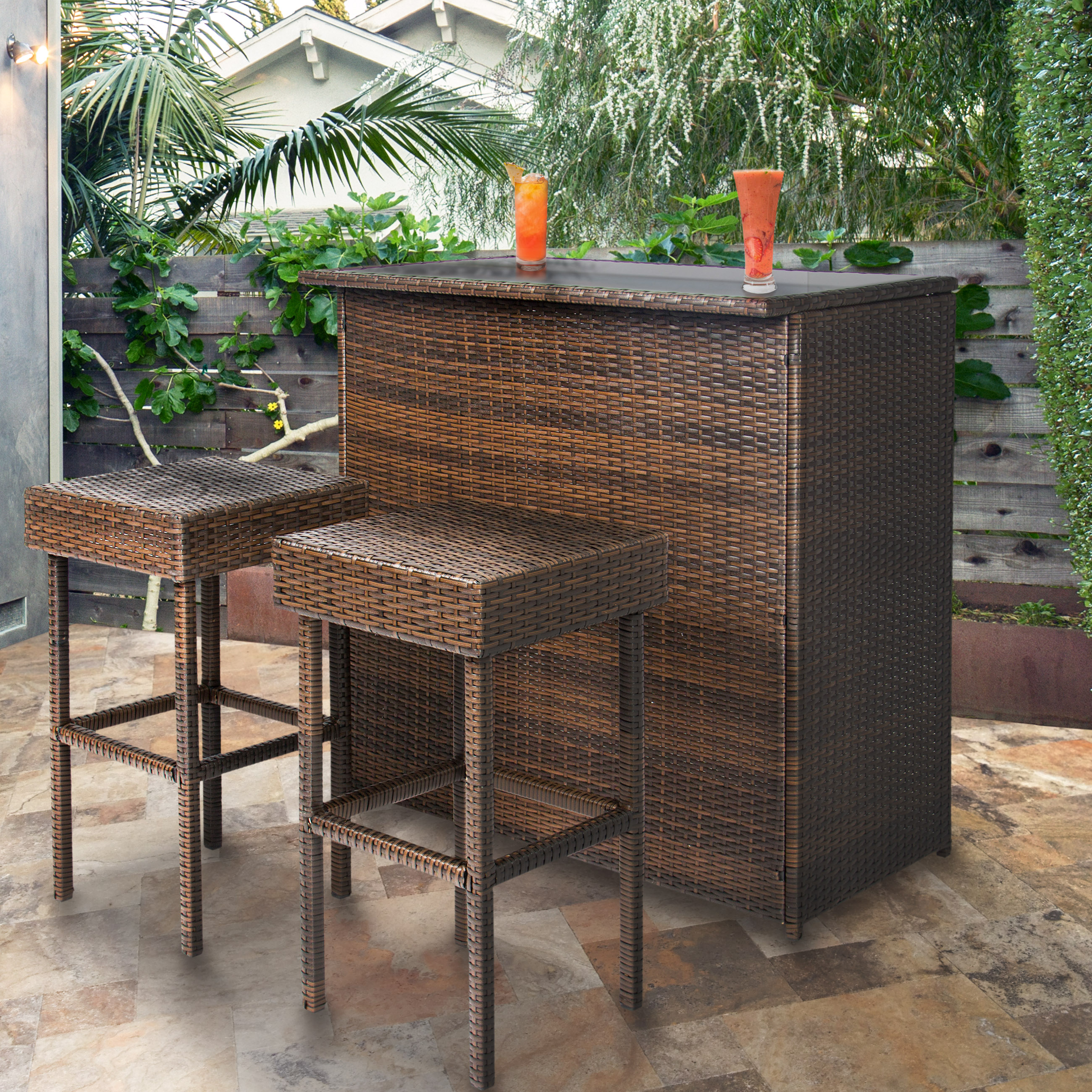 Best Choice Products Wicker 3 Piece Outdoor Bar Set Walmart with sizing 2600 X 2600