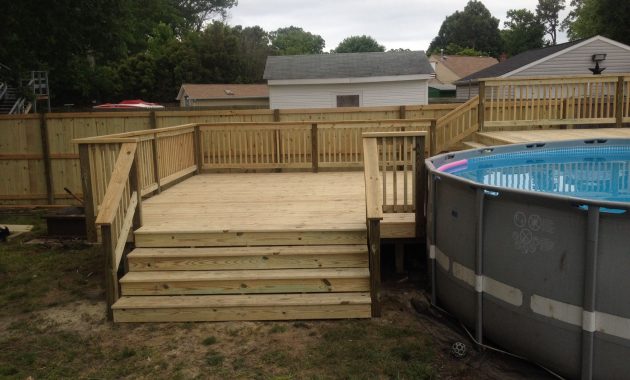 Bi Level Pool Deck 8 Foot Wide Steps On Bottom Deck 16x16 in size 2048 X 1536