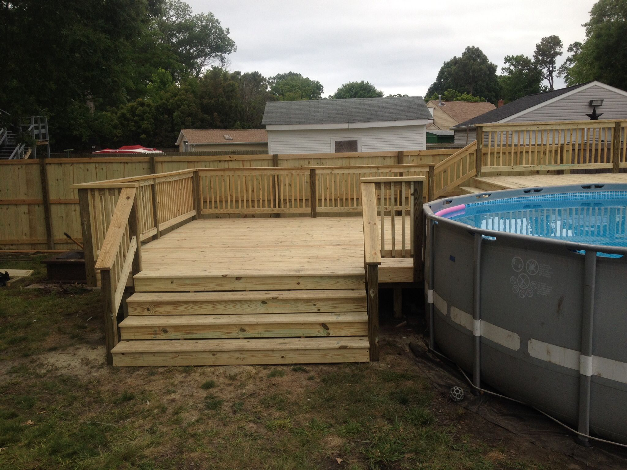 Bi Level Pool Deck 8 Foot Wide Steps On Bottom Deck 16x16 intended for sizing 2048 X 1536