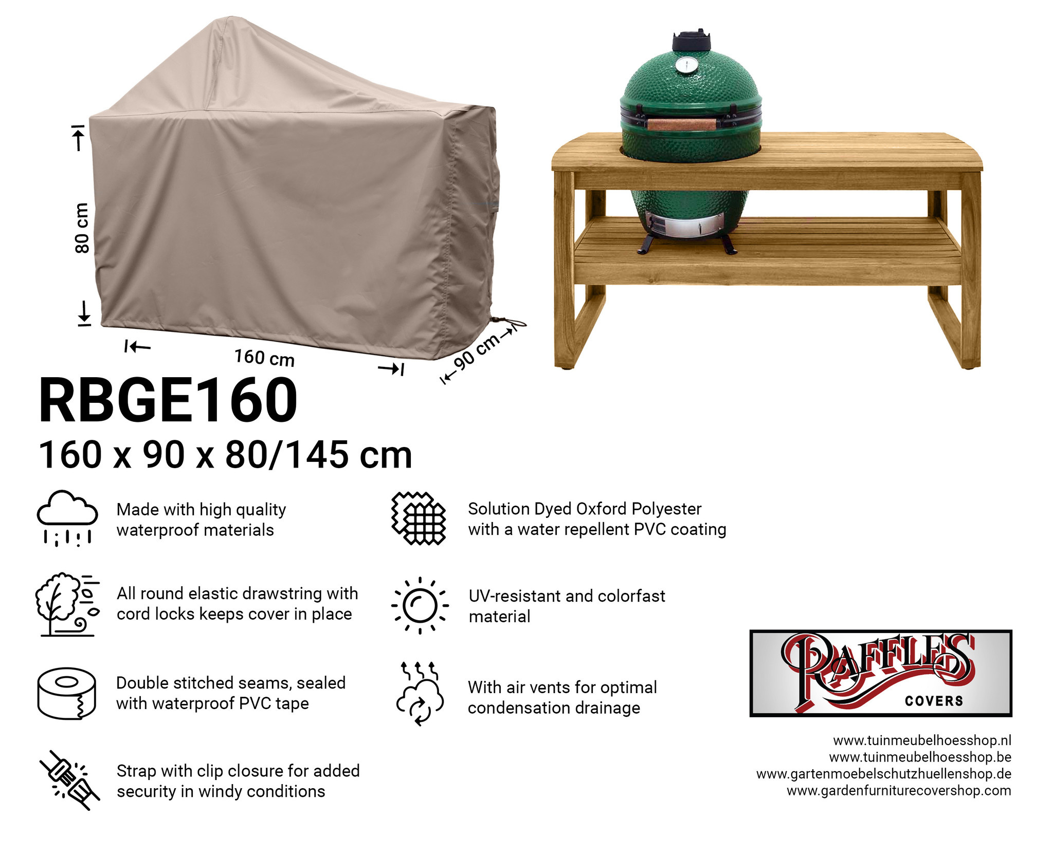 Big Green Egg Bbq Cover 160 X 90 H 80 140 Cm intended for size 2048 X 1664