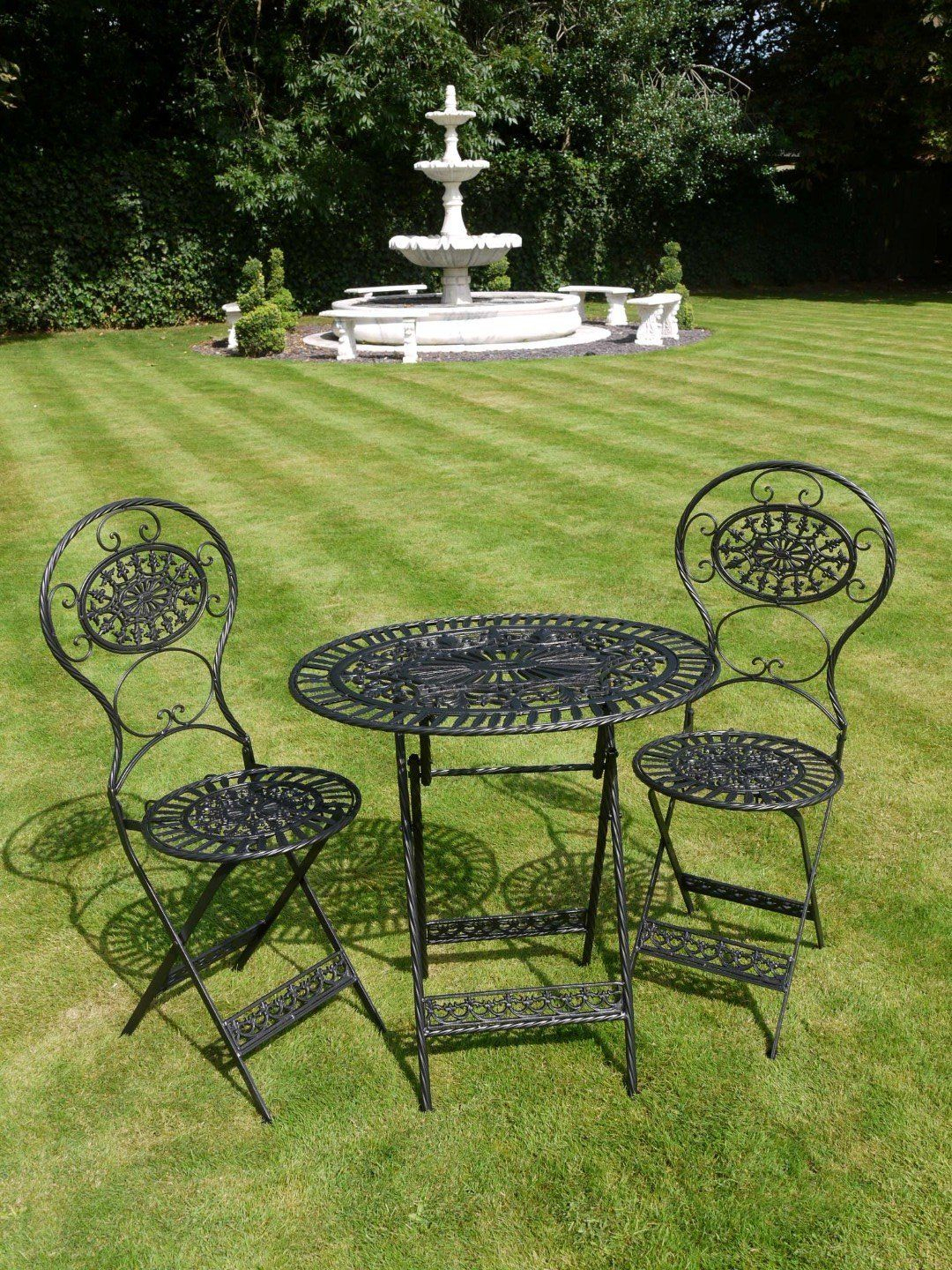 Black Wrought Iron 3 Piece Bistro Style Garden Patio throughout size 1080 X 1440