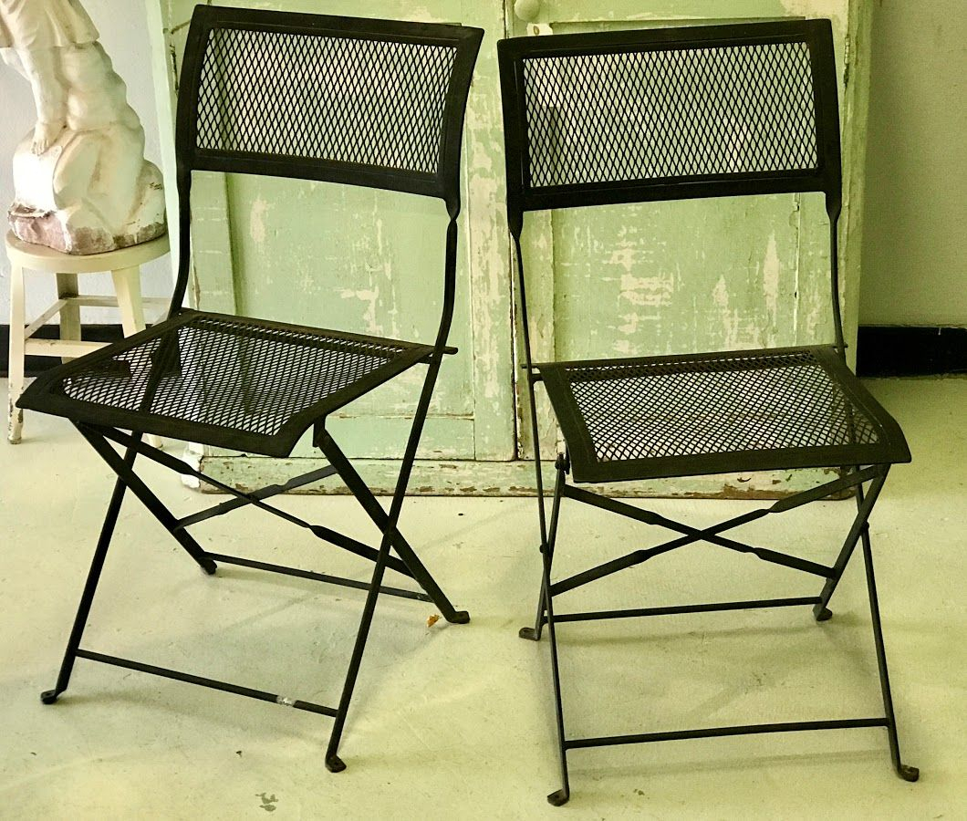 Black Wrought Iron Folding Garden Chairs 80 Pair Country for measurements 1060 X 900