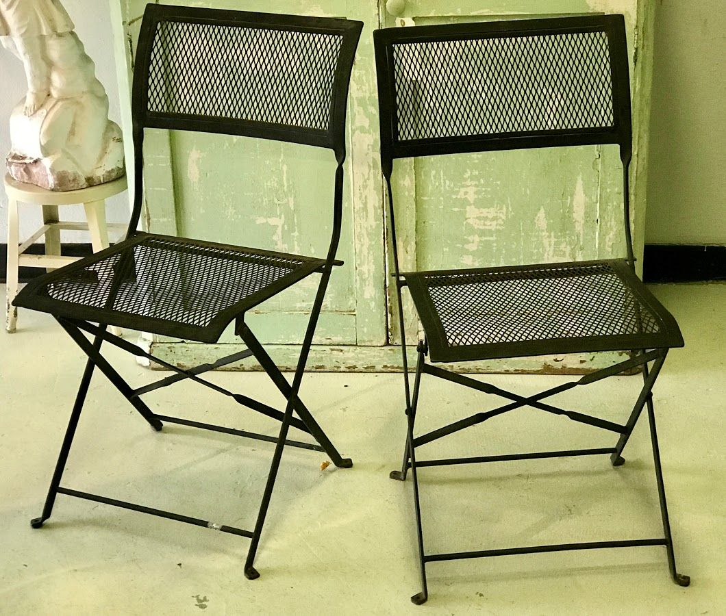 Black Wrought Iron Folding Garden Chairs 80 Pair Country throughout size 1060 X 900