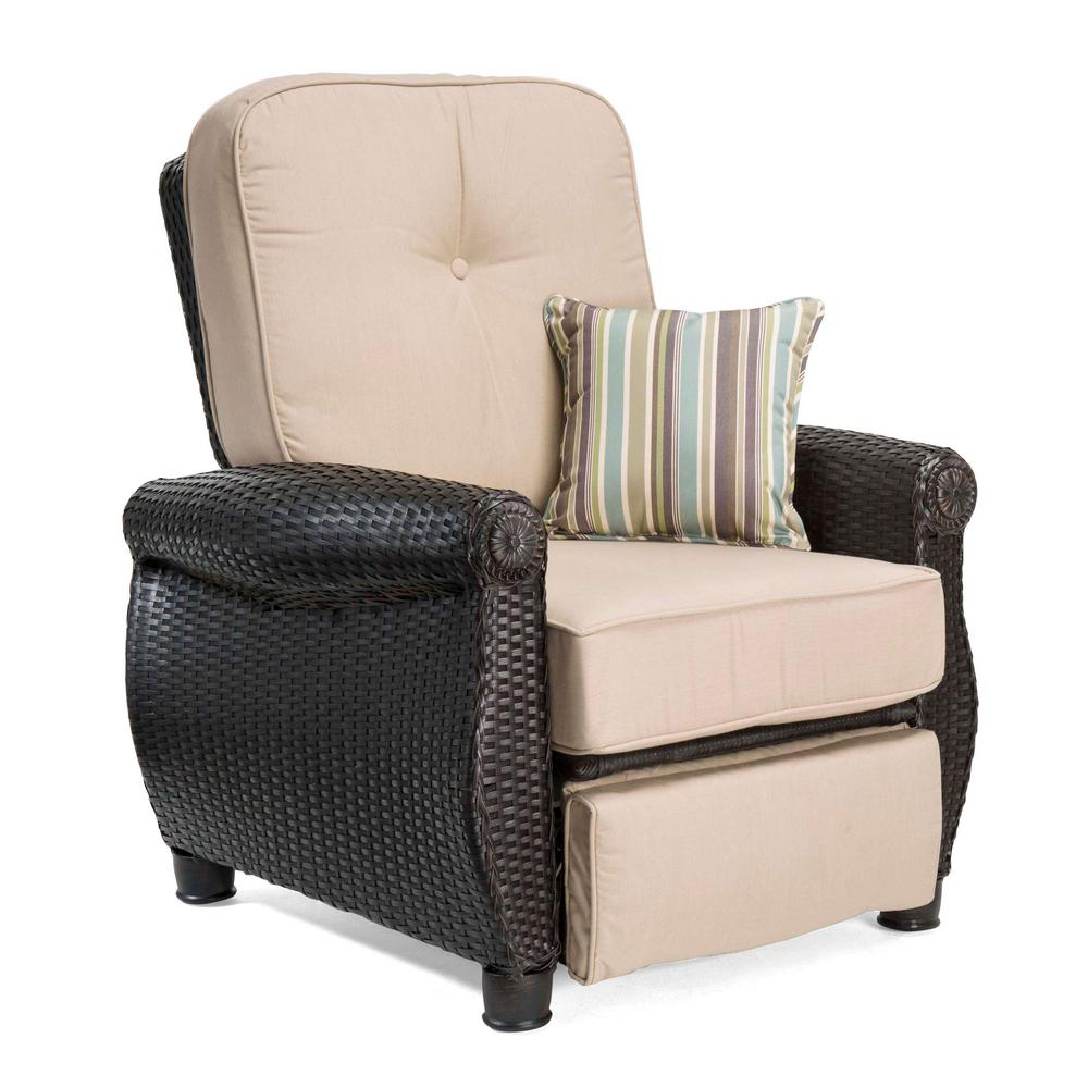 Breckenridge Wicker Outdoor Recliner With Sunbrella Spectrum Sand Cushion pertaining to measurements 1000 X 1000