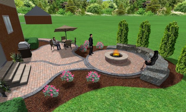 Brick Paver Patio And Fire Pit Fire Pit Landscaping pertaining to proportions 2048 X 1151