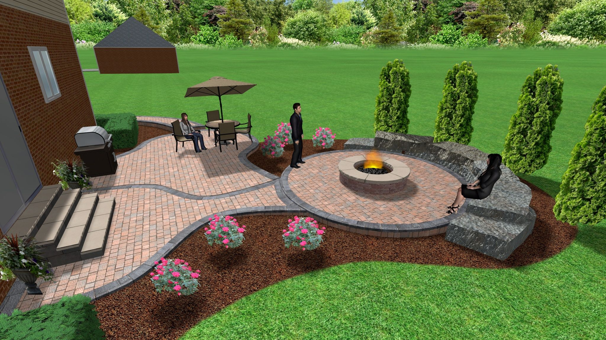 Brick Paver Patio And Fire Pit Fire Pit Landscaping with regard to dimensions 2048 X 1151