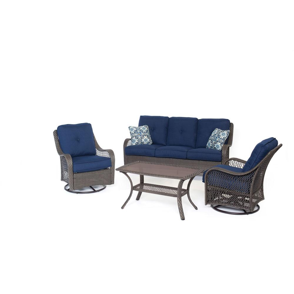 Cambridge Merritt 4 Piece All Weather Wicker Patio Conversation Set With Navy Blue Cushions with regard to proportions 1000 X 1000