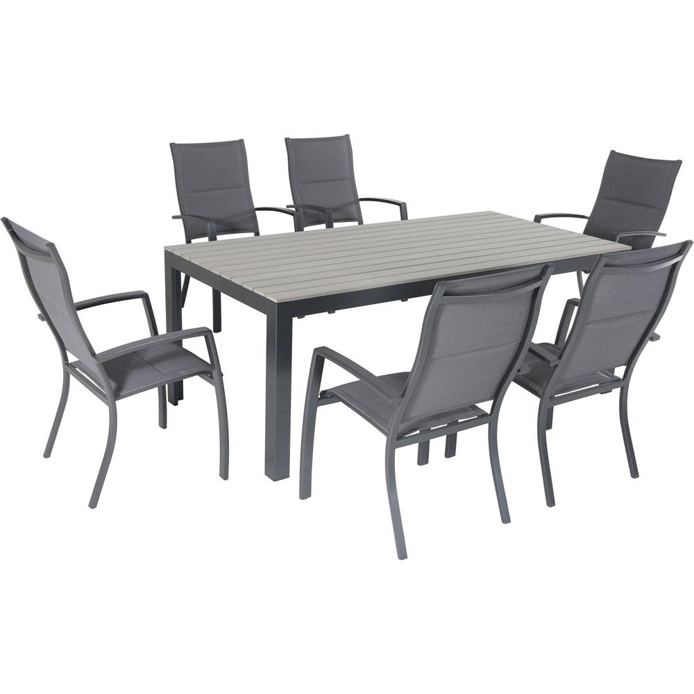 Cambridge Yuma 7 Piece Aluminum Outdoor Dining Set With 6 Padded Sling Chairs And A Faux Wood Dining Table in sizing 1000 X 1000