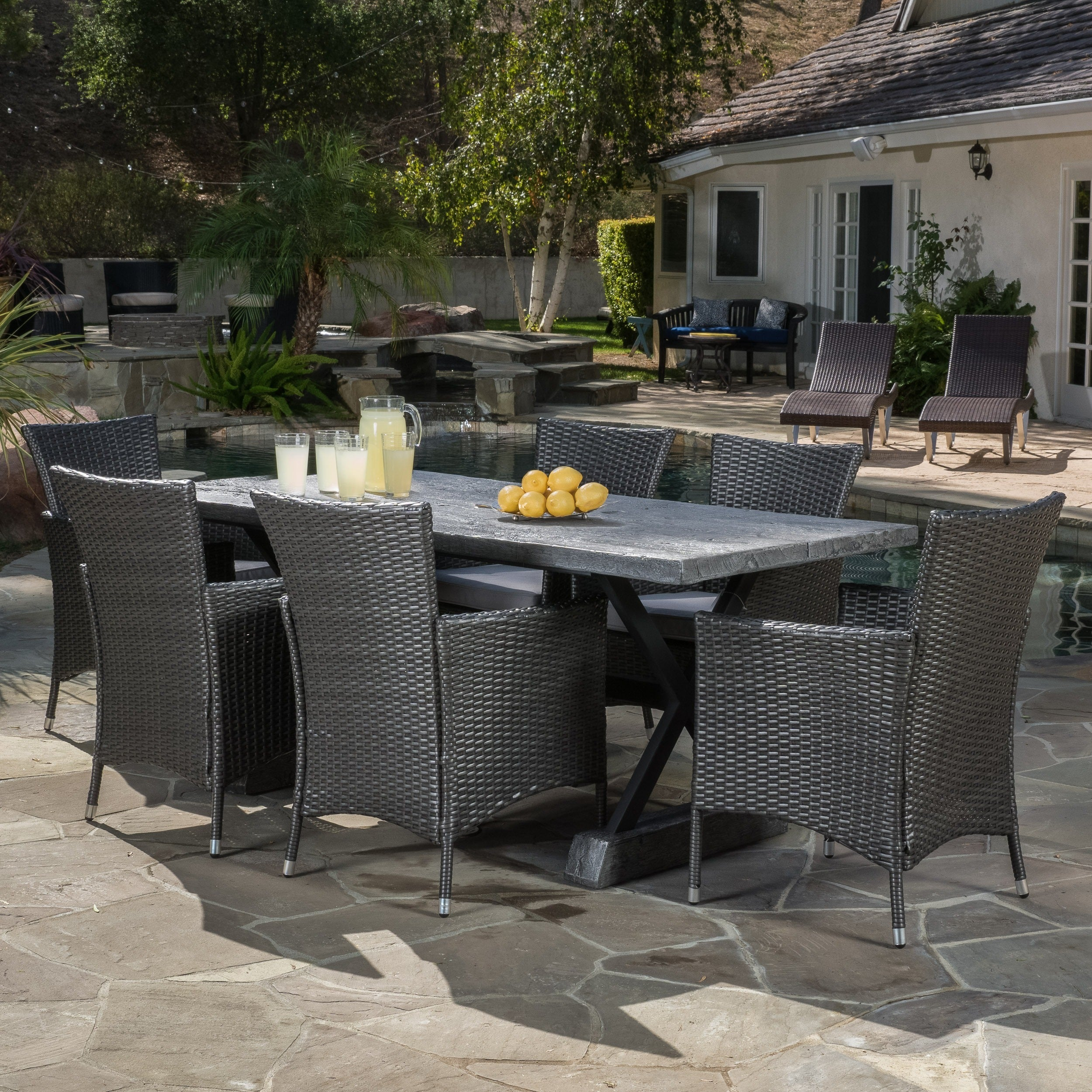 Capri Outdoor 7 Piece Dining Set With Cushions Christopher Knight Home pertaining to dimensions 2500 X 2500