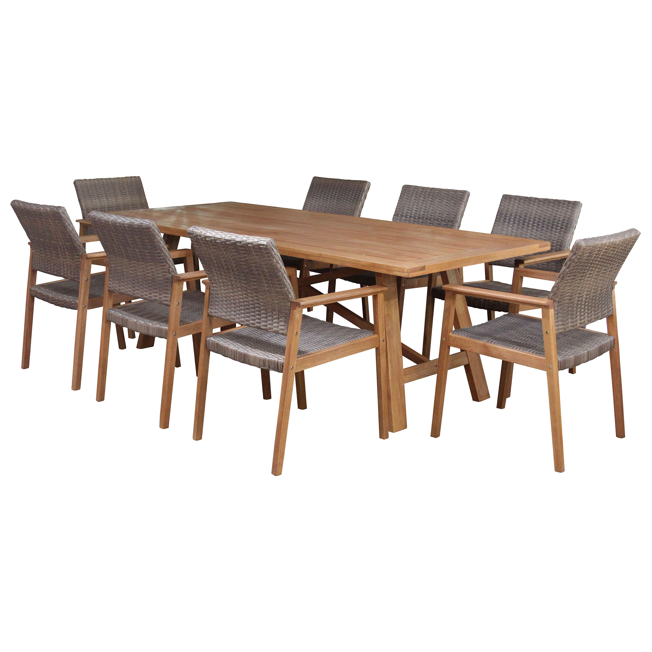 Cascade Set 8 Seater With Capri Wood And Wicker Chairs for proportions 2244 X 2244