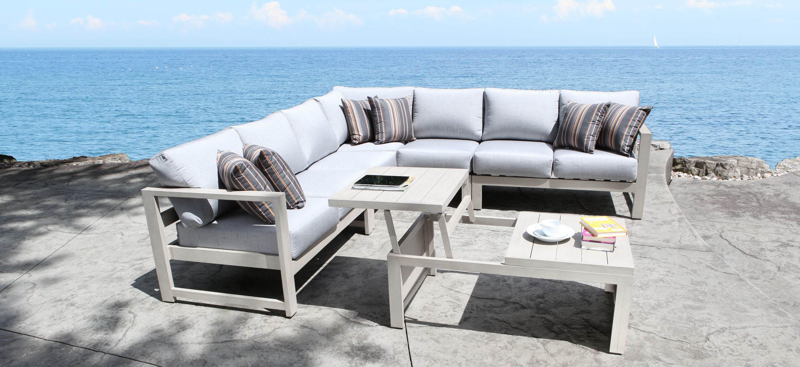 Cast Aluminum Patio Furniture Wynn Outdoor Sectional With in proportions 2778 X 1276