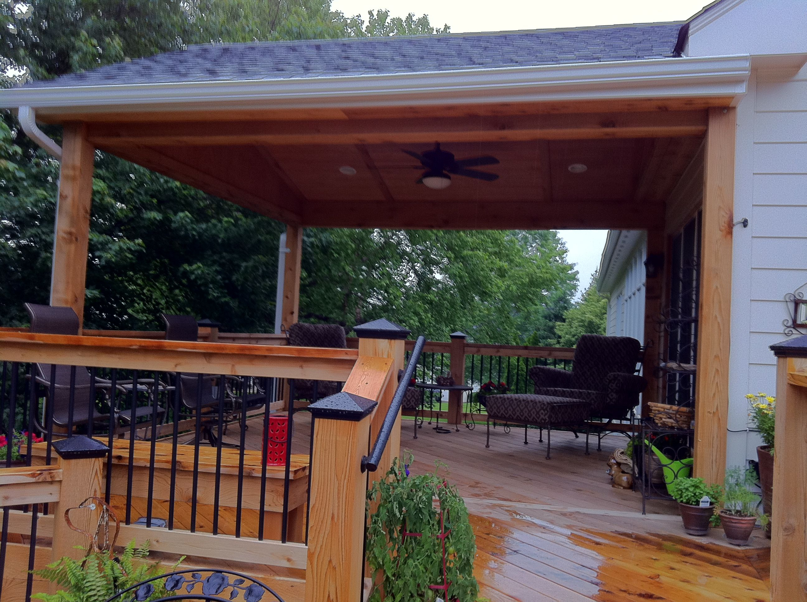 Cedar Deck With Roof Patio Railing Cedar Deck Deck With for proportions 2592 X 1936