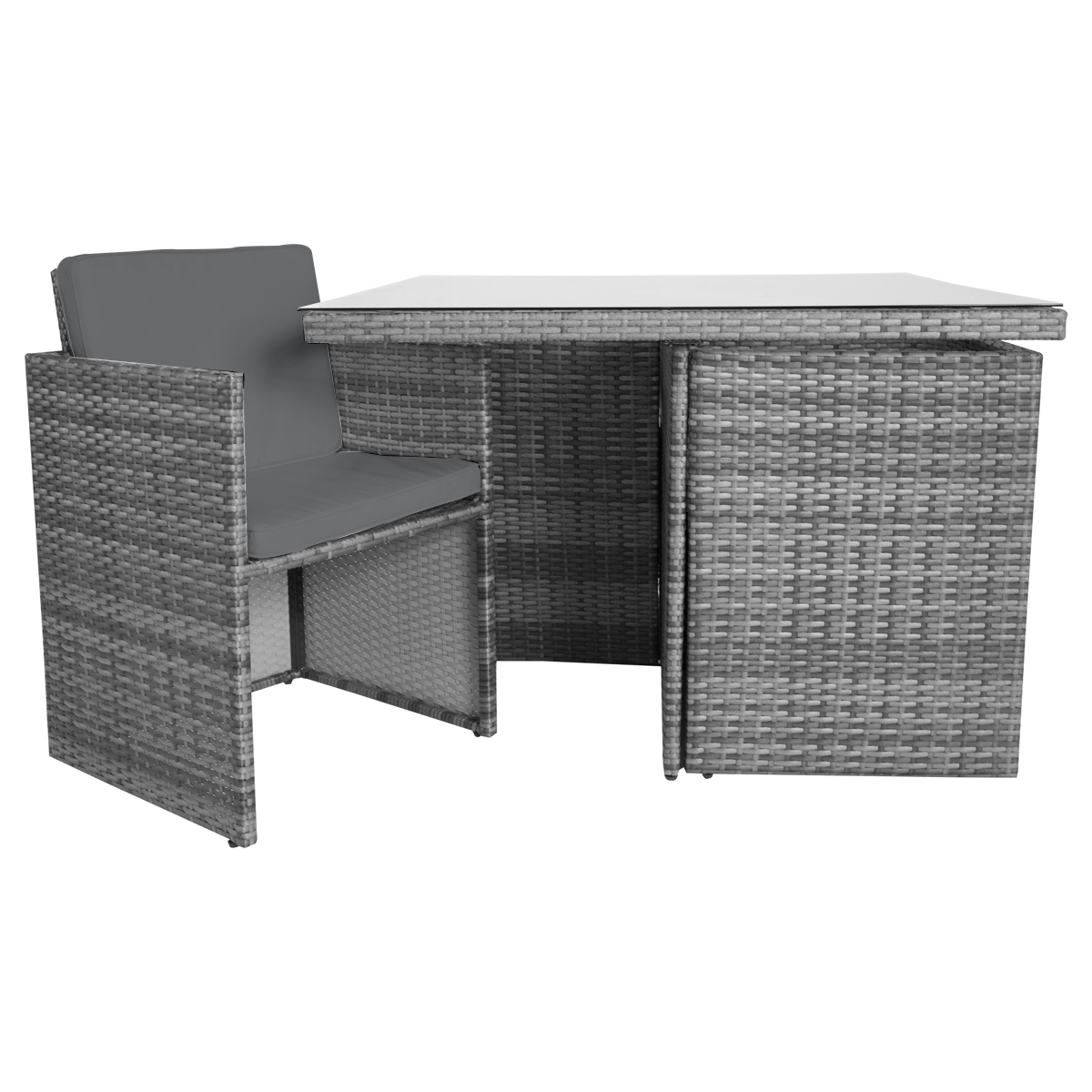 Charles Bentley 4 Seater Rattan Cube Dining Set Grey within size 1200 X 1200