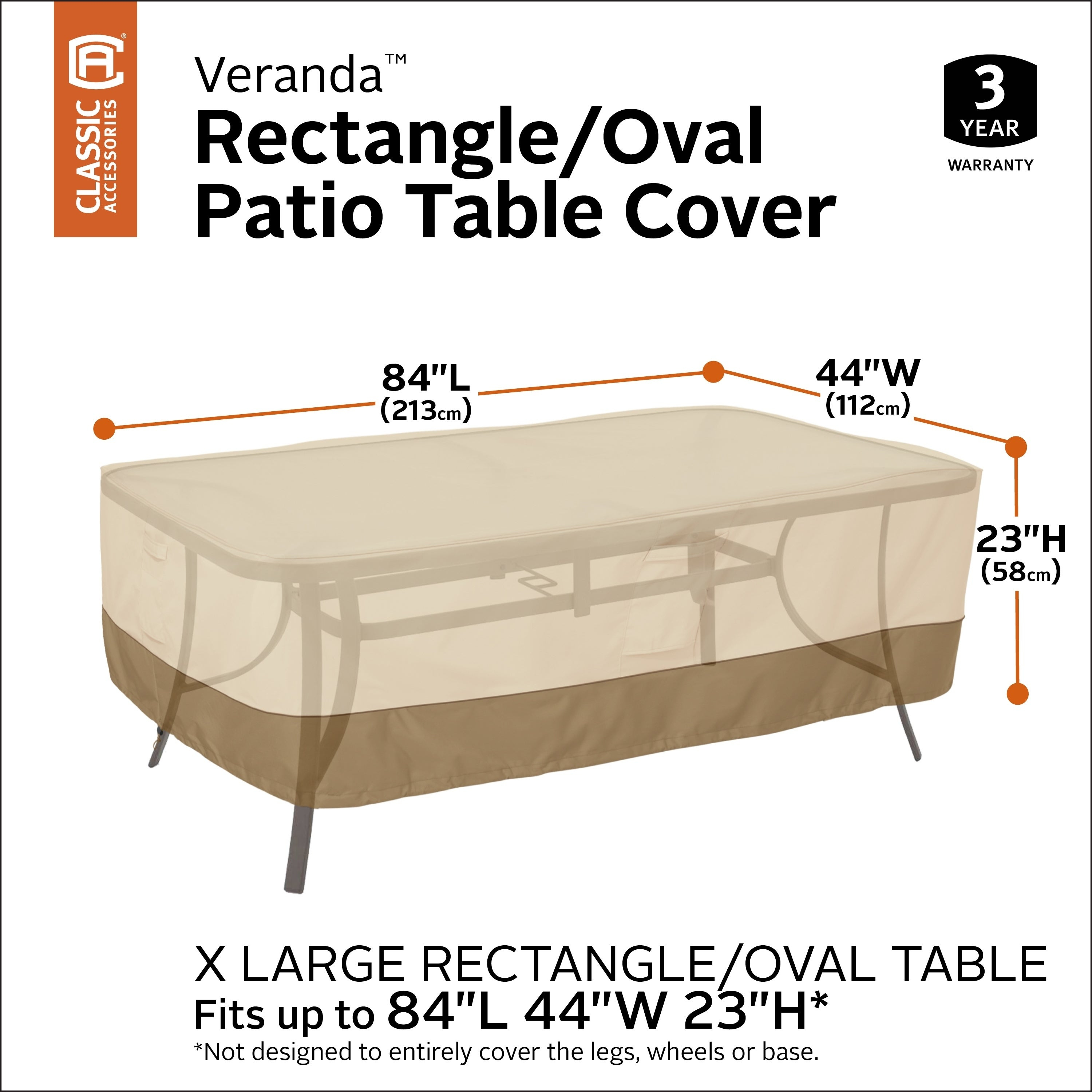 Classic Accessories Veranda Rectangularoval Patio Table Cover X Large for size 3000 X 3000