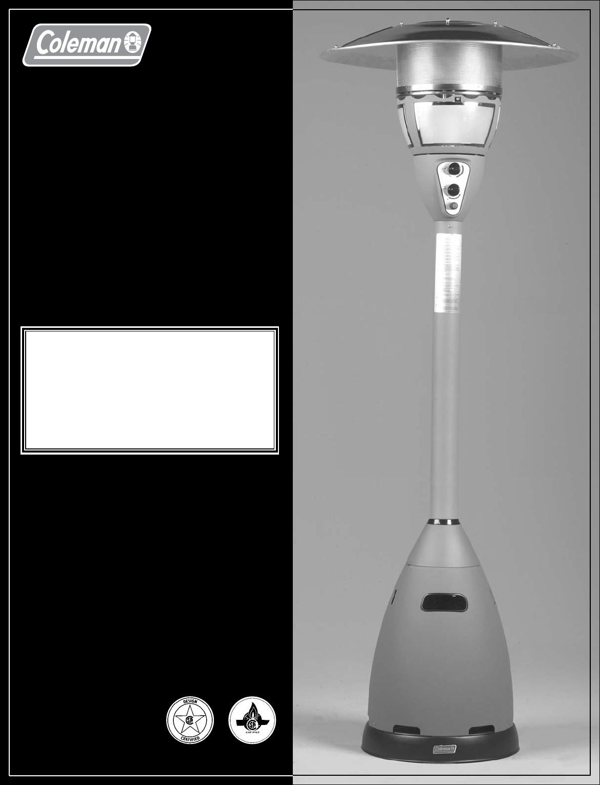 Coleman 5040 761 Users Manual 761 5040b747 Patio Heater Light within sizing 1170 X 1530