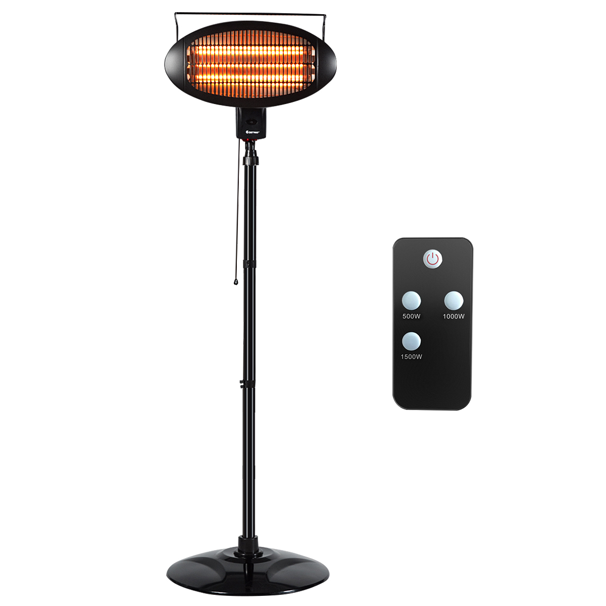 Costway 1500w Electric Patio Heater Freestanding Warmer Remote Control intended for dimensions 1200 X 1200