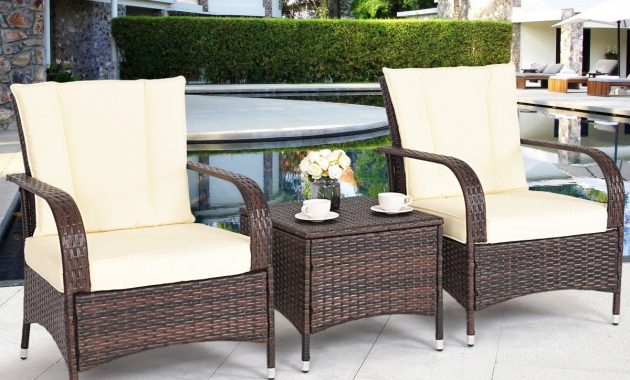 Costway 3pcs Outdoor Patio Mix Brown Rattan Wicker Furniture Set Seat Cushioned Beige with size 1200 X 1200