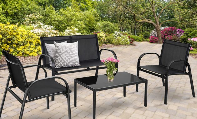 Costway 4 Pcs Patio Furniture Set Sofa Coffee Table Steel Frame Garden Deck Black Walmart for measurements 1200 X 1200