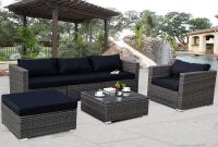 Costway 6 Piece Rattan Wicker Patio Furniture Set Sectional Sofa Couch Yard With Black Cushion Walmart throughout size 1200 X 1200