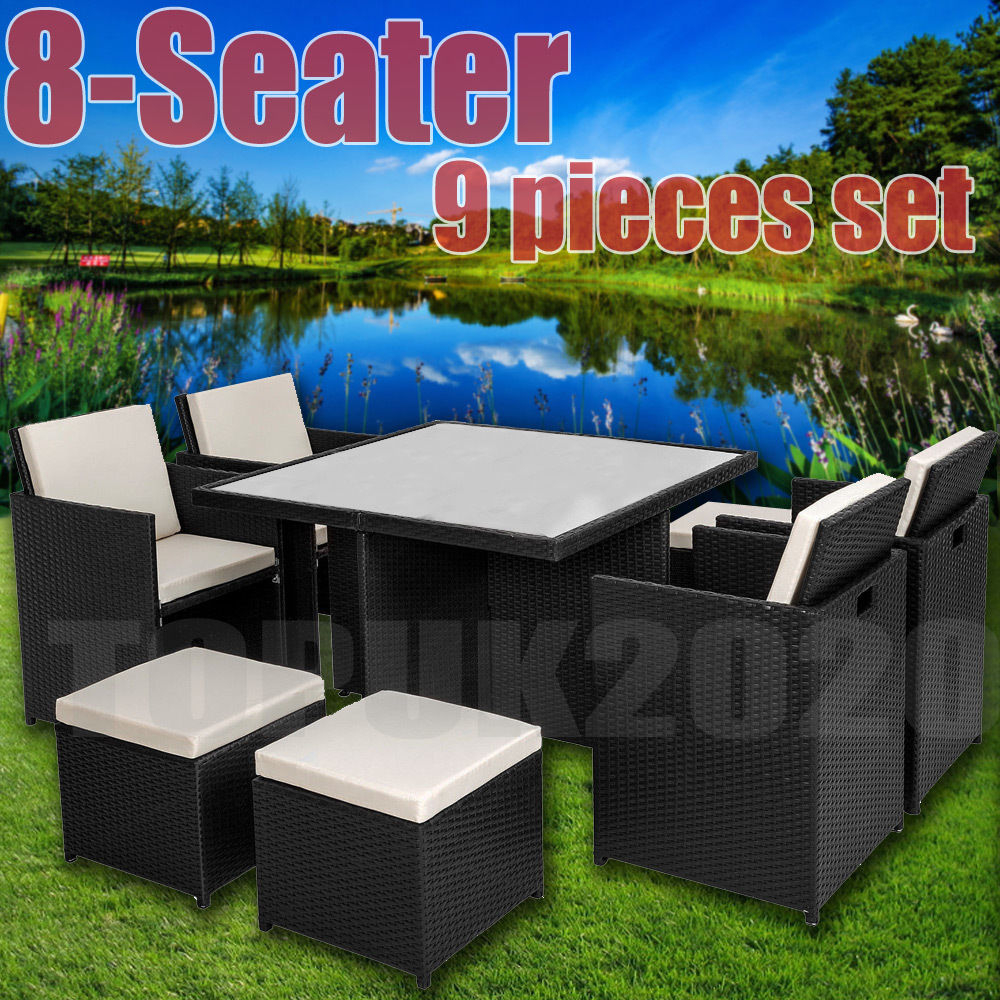 Cube Rattan Garden Furniture Set Chairs Sofa Table Outdoor Patio 8 Seater regarding dimensions 1000 X 1000