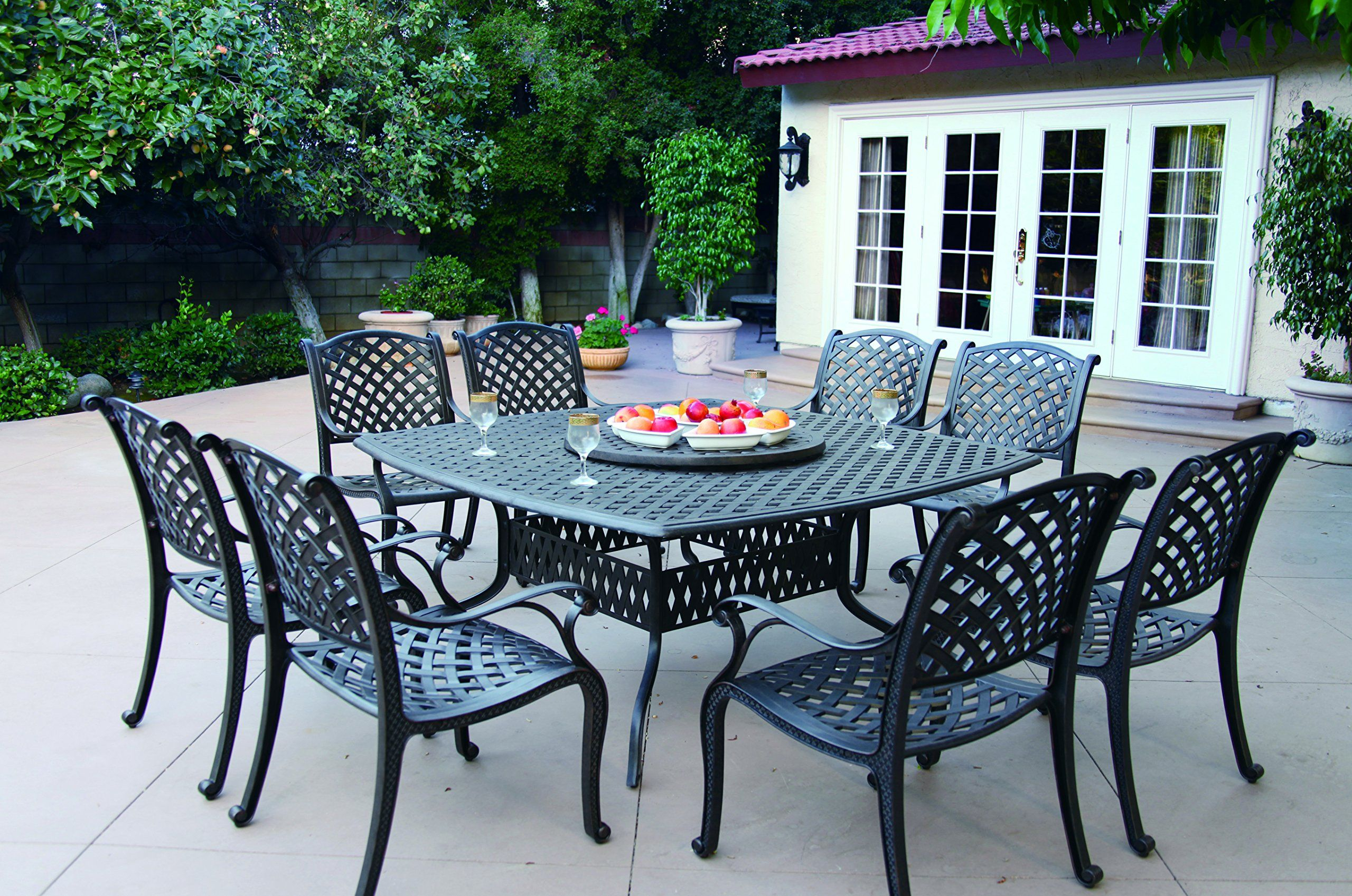 Darlee Nassau Cast Aluminum 10 Piece Dining Set With Seat with dimensions 2560 X 1698