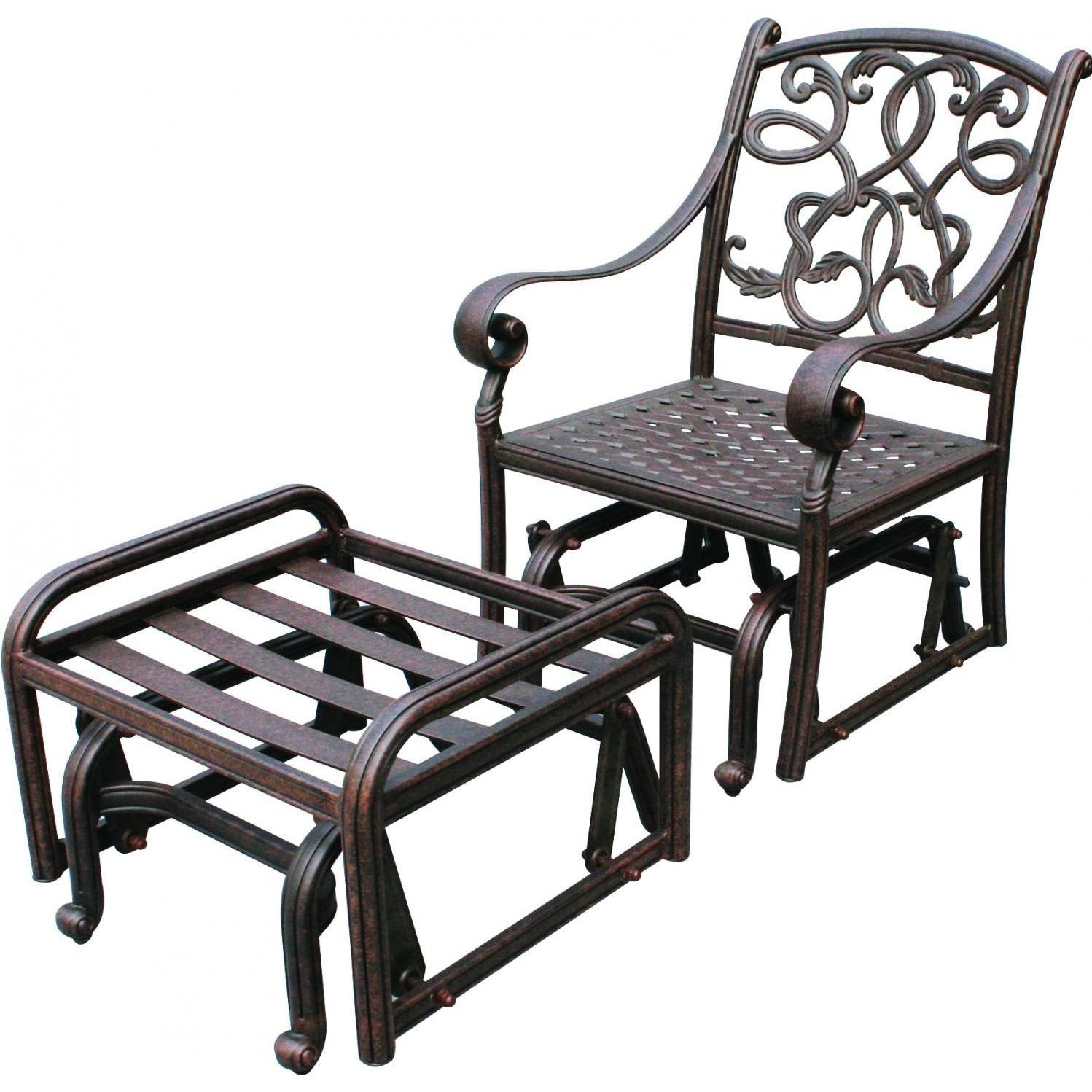 Darlee Santa Monica Cast Aluminum Patio Glider Club Chair With Ottoman with regard to dimensions 1498 X 1498