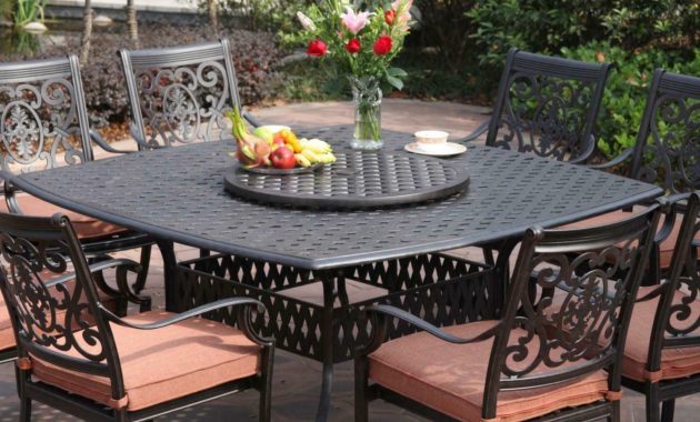 Darlee St Cruz 9 Piece Cast Aluminum Patio Dining Set With Lazy Susan within measurements 1499 X 1499