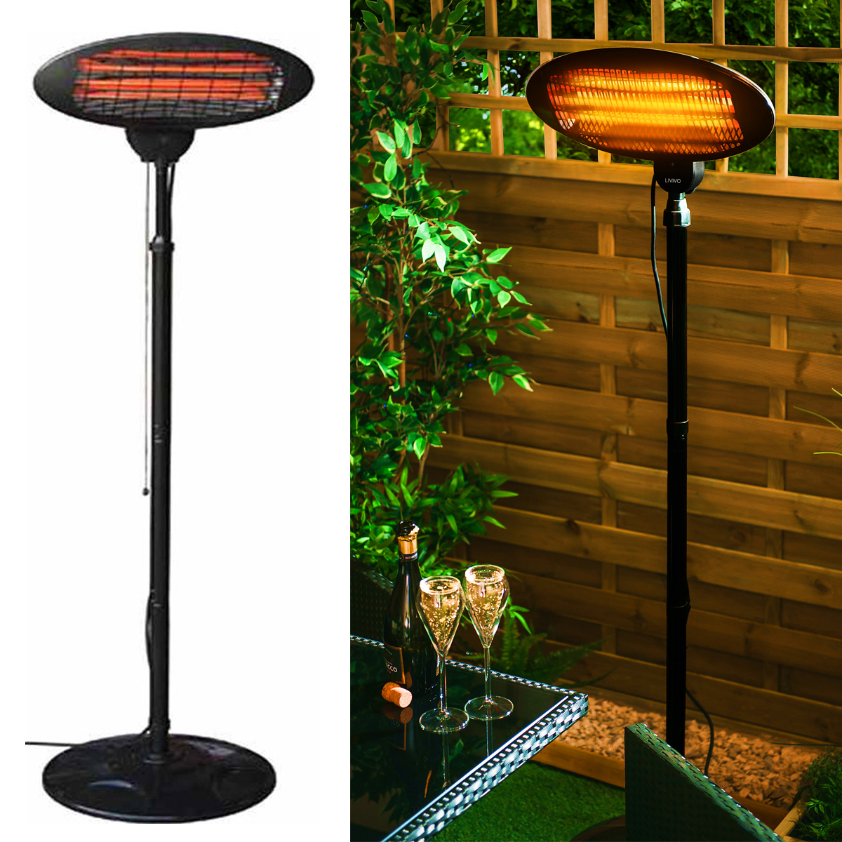 Details About 2kw Free Standing Electric Patio Heater Garden Outdoor Waterproof Quartz 2000w with regard to size 1200 X 1200