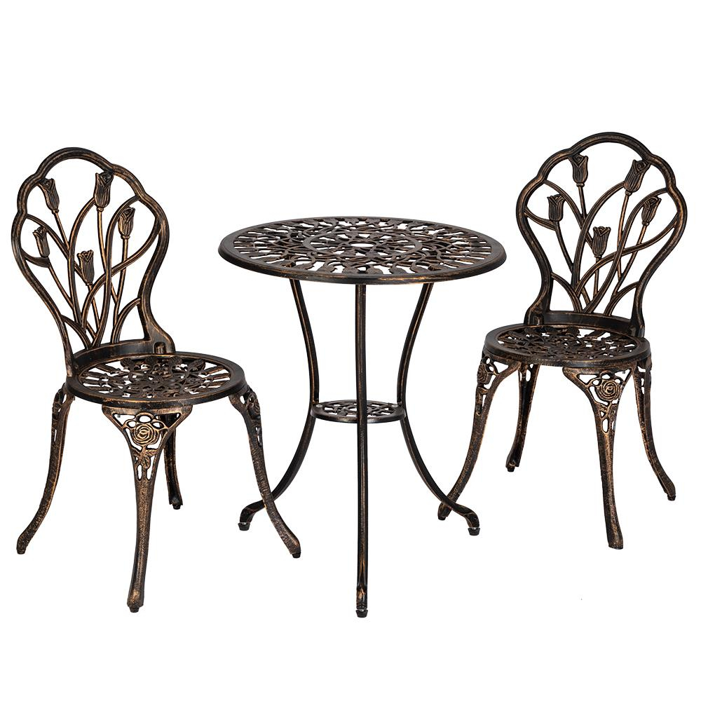 Details About 3pc Patio Bistro Furniture Set Outdoor Garden Iron Table Chair Bronze for sizing 1000 X 1000