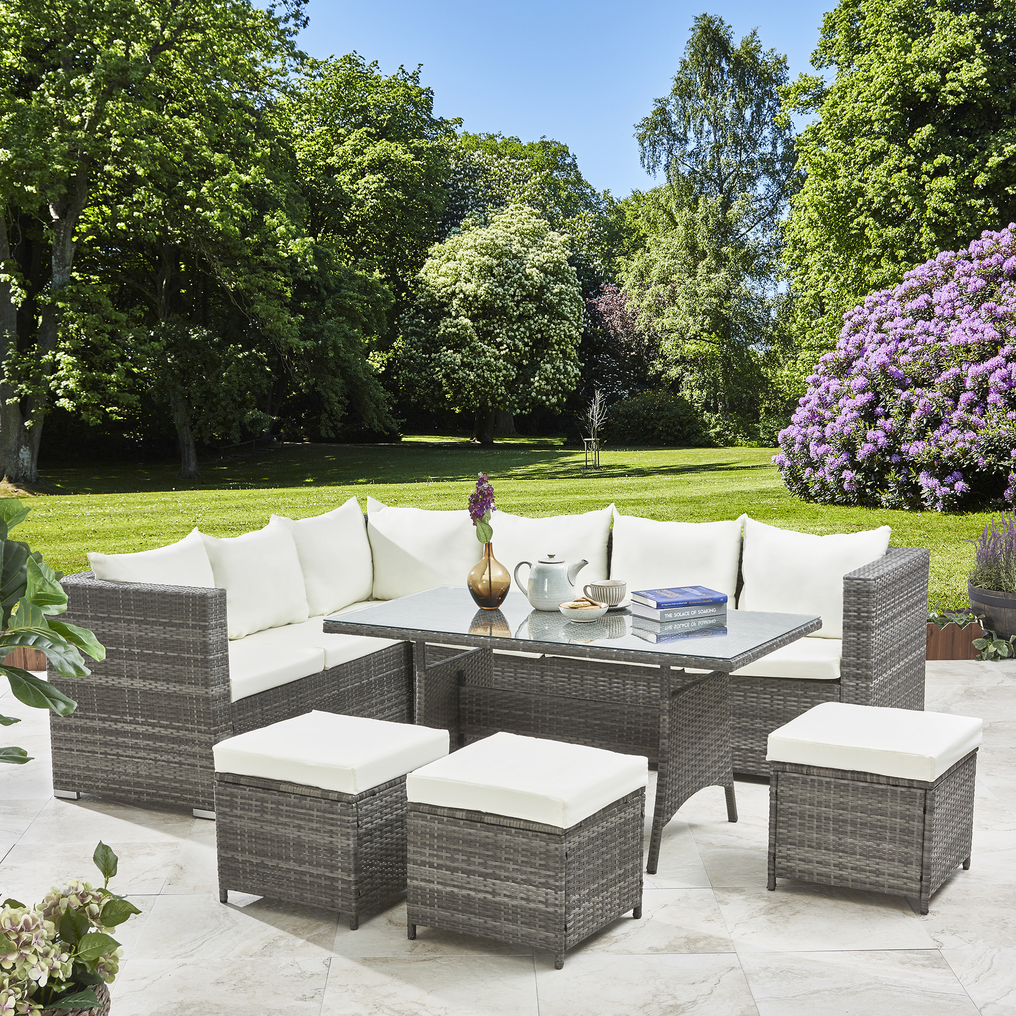 Details About 9 Seater Rattan Corner Sofa Set Outdoor Garden Dining Table regarding dimensions 2000 X 2000