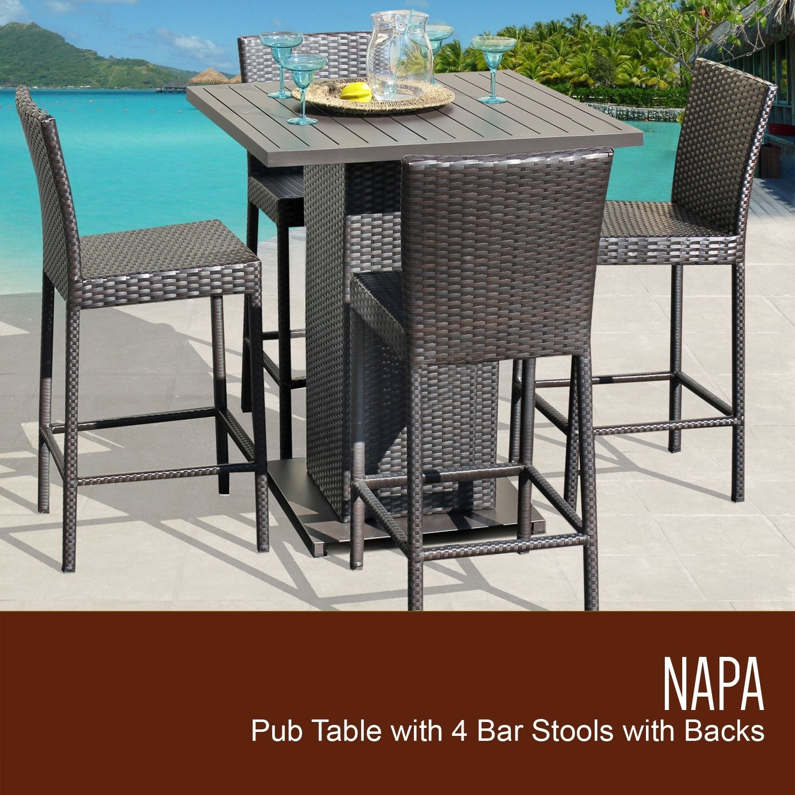 Details About Barbados Pub Table Set W Barstools 5 Piece Outdoor Patio Espresso for sizing 1600 X 1600