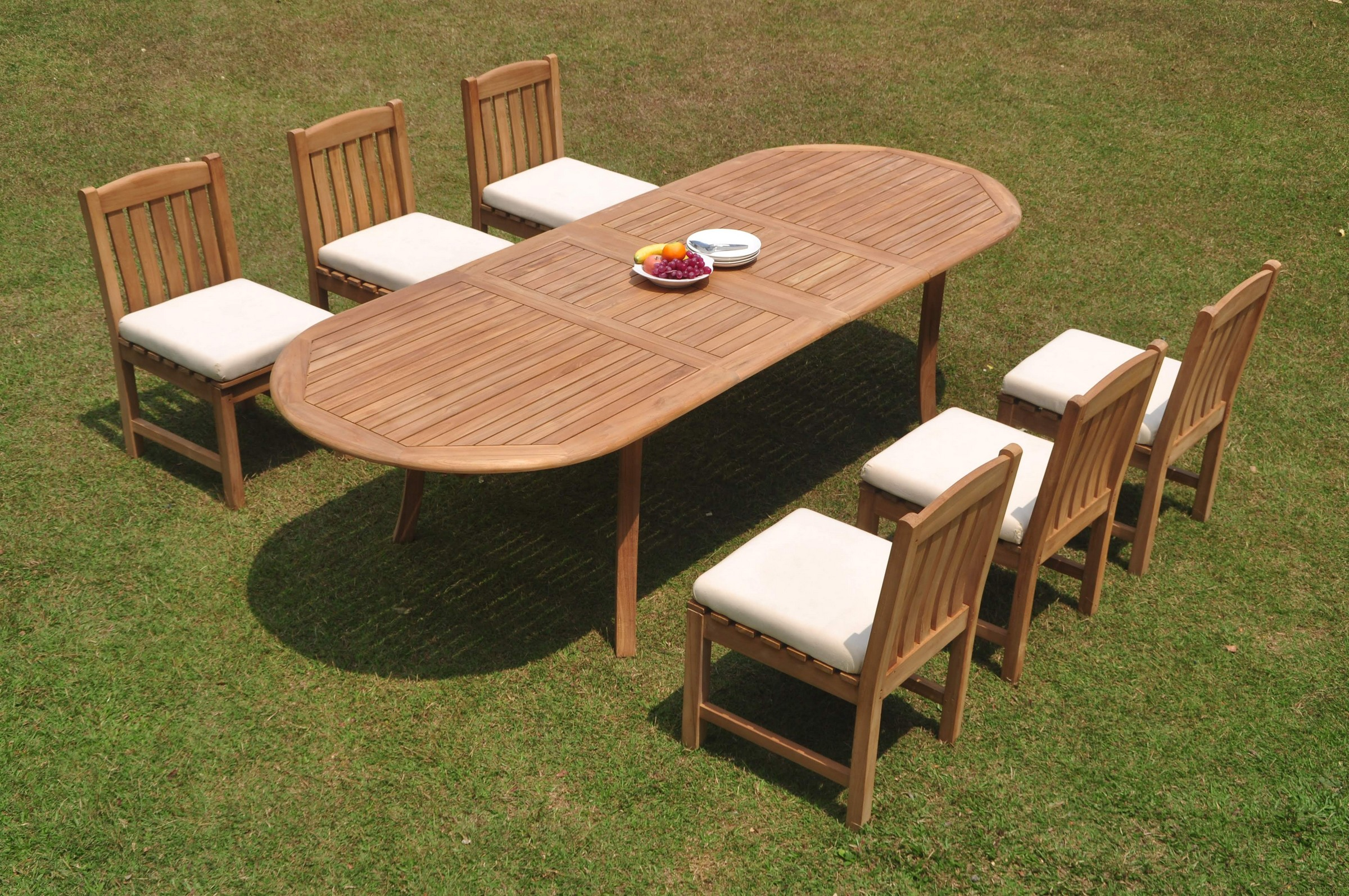 Details About Dsdv A Grade Teak 7pc Dining Set 118 Oval Table 6 Armless Chair Outdoor Patio intended for measurements 2400 X 1594