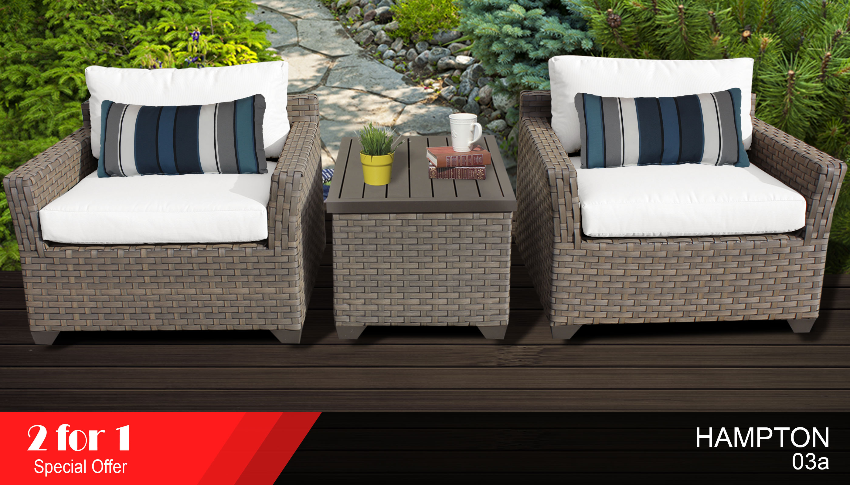 Details About Hampton 3 Piece Outdoor Wicker Patio Furniture Set 03a 2 For 1 for size 2800 X 1600