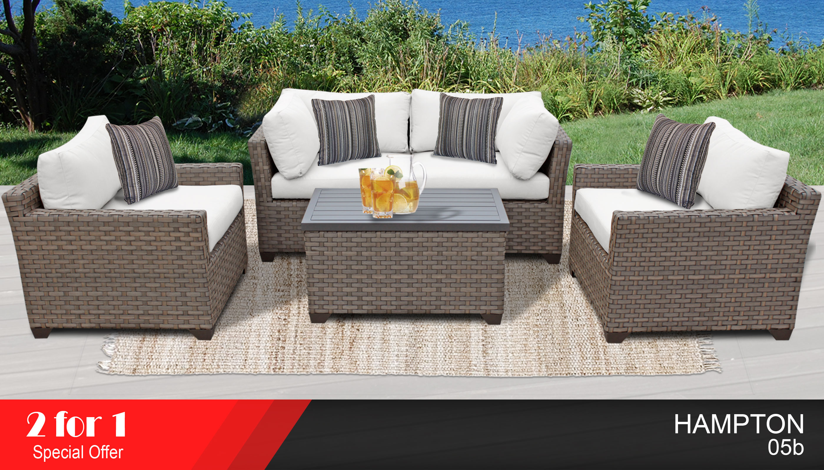 Details About Hampton 5 Piece Outdoor Wicker Patio Furniture Set 05b 2 For 1 pertaining to proportions 2800 X 1600