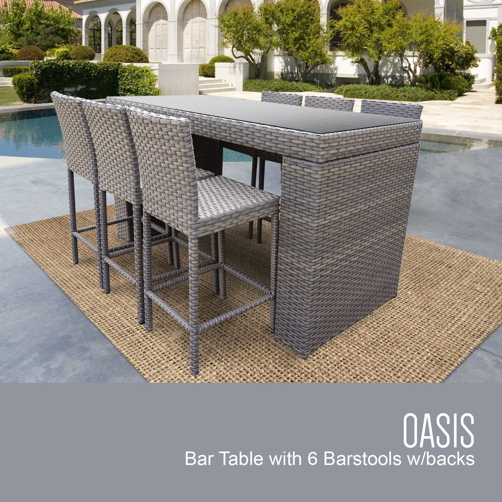 Details About Monterey Bar Table Set W Barstools 7 Piece Outdoor Patio Beige with regard to measurements 1600 X 1600