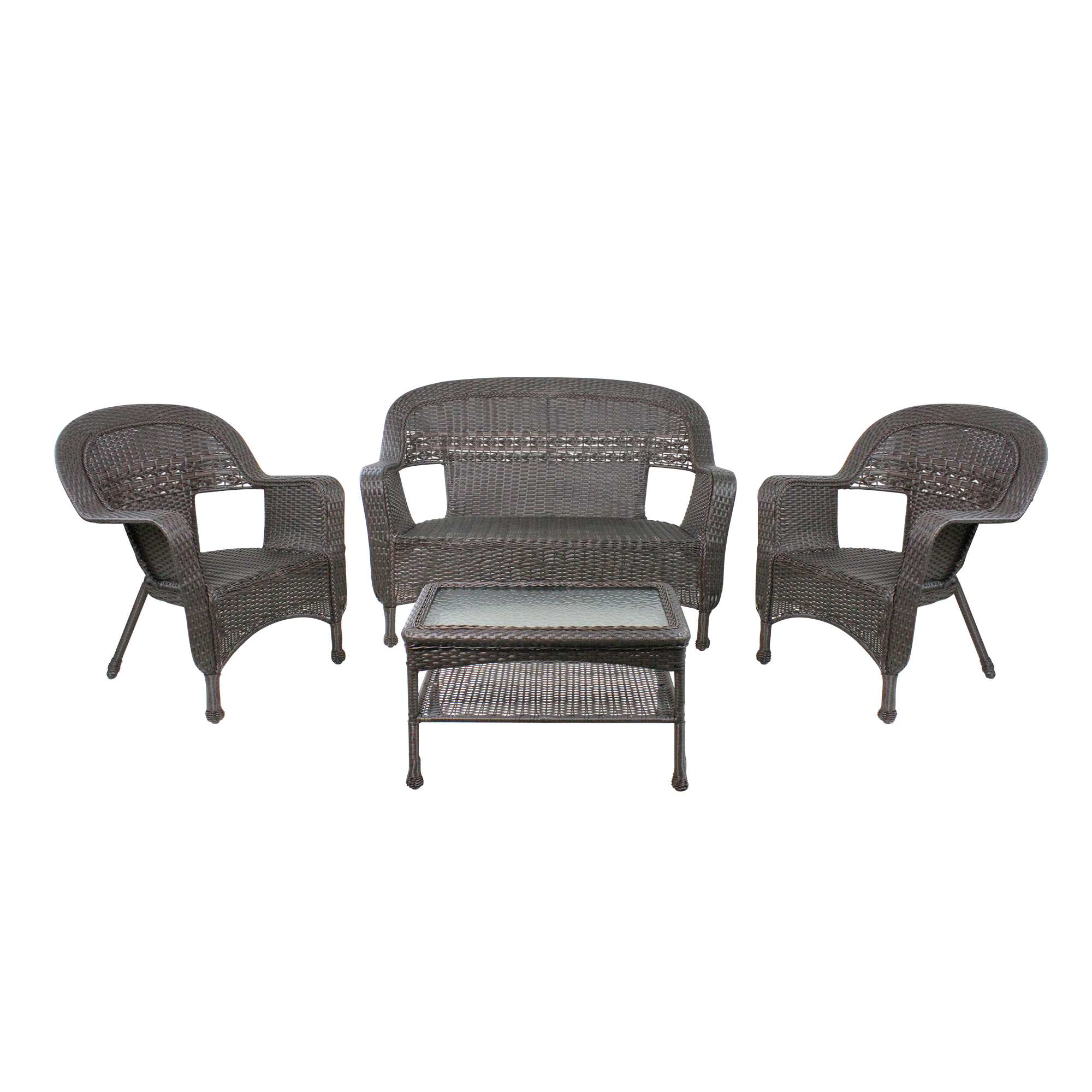 Details About Northlight 4pc Brown Wicker Outdoor Patio Furniture Set Loveseat 2 Chairs Table inside sizing 2000 X 2000