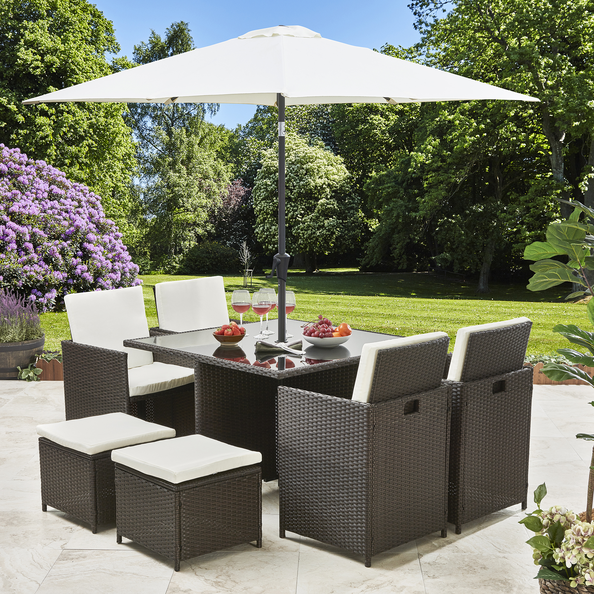 Details About Rattan Cube Dining Table Garden Furniture Patio Set Grey Brown Black for size 2000 X 2000