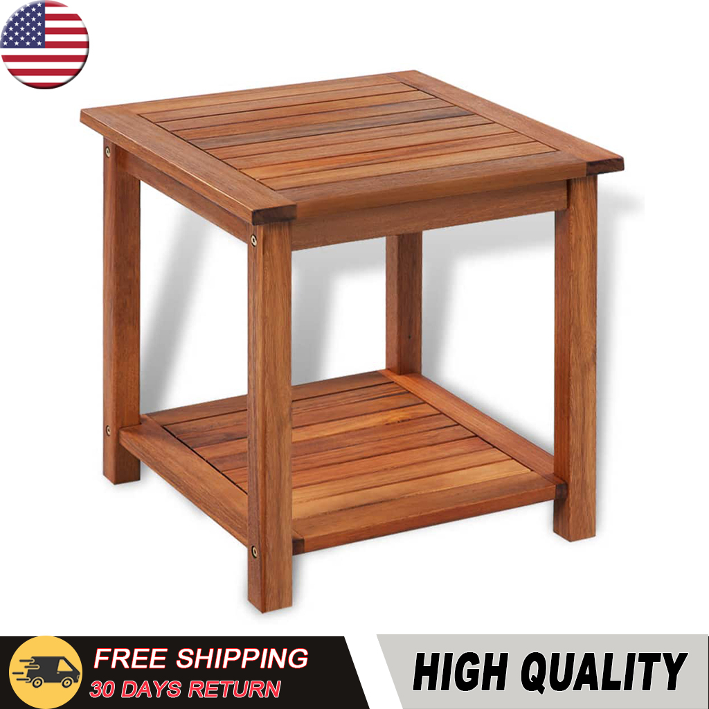 Details About Side End Table Solid Acacia Wood Outdoor Garden Patio Porch Furniture Modern Usa in dimensions 1024 X 1024