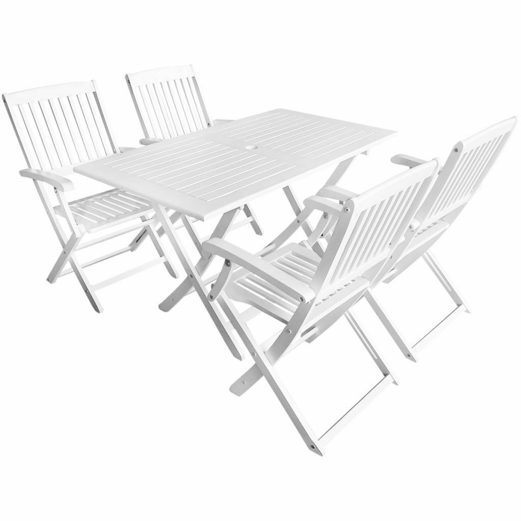 Details About Top Quality Solid Wood Garden Dining Set 5 Pieces White Outdoor Patio Furniture in size 1024 X 1024