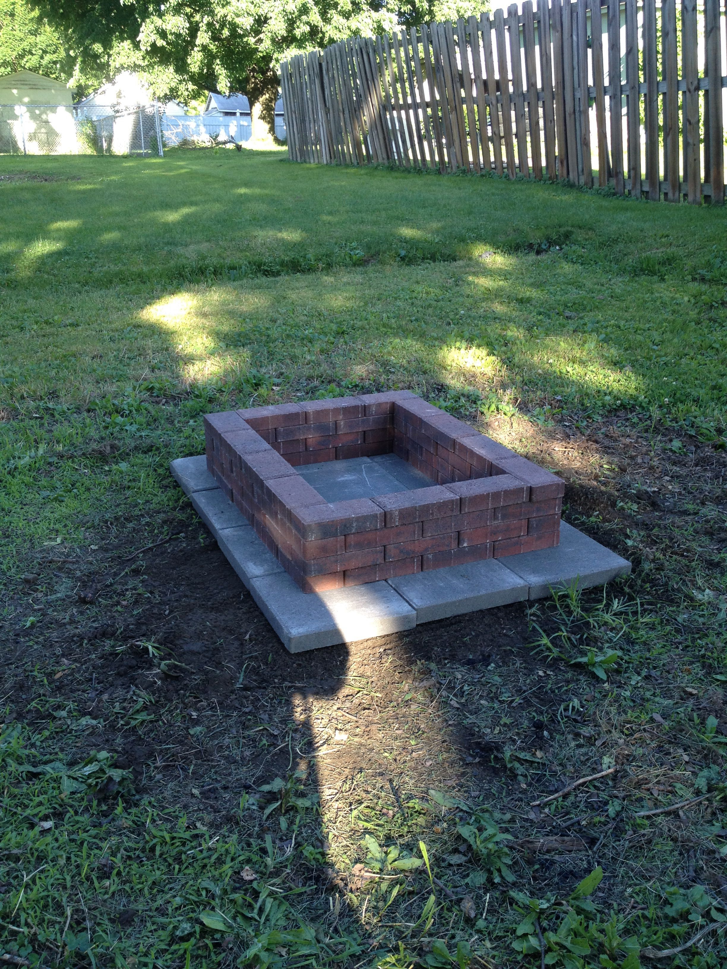 Diy Brick Fire Pit Under 50 From 12x12 Gray Cement Pavers throughout dimensions 2448 X 3264