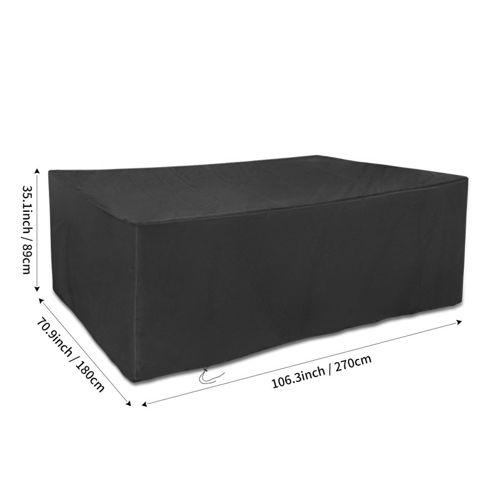 Dokon Large Patio Set Cover Waterproof Breathable Oxford Fabric Outdoor Garden Furniture Cover Rectangular 270x180x89cm Black throughout sizing 990 X 990