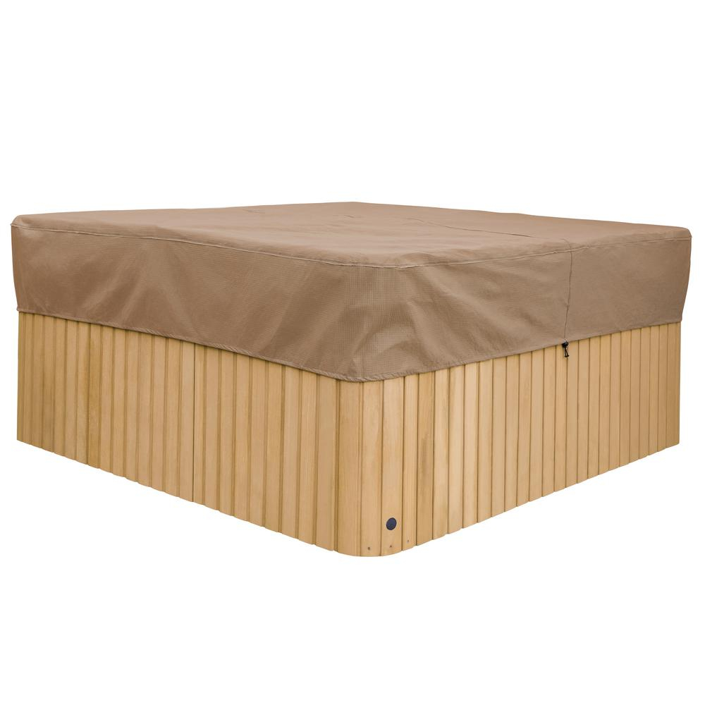 Duck Covers Essential 96 In W X 96 In D X 14 In H Square Hot Tub Cover Cap In Latte with regard to dimensions 1000 X 1000